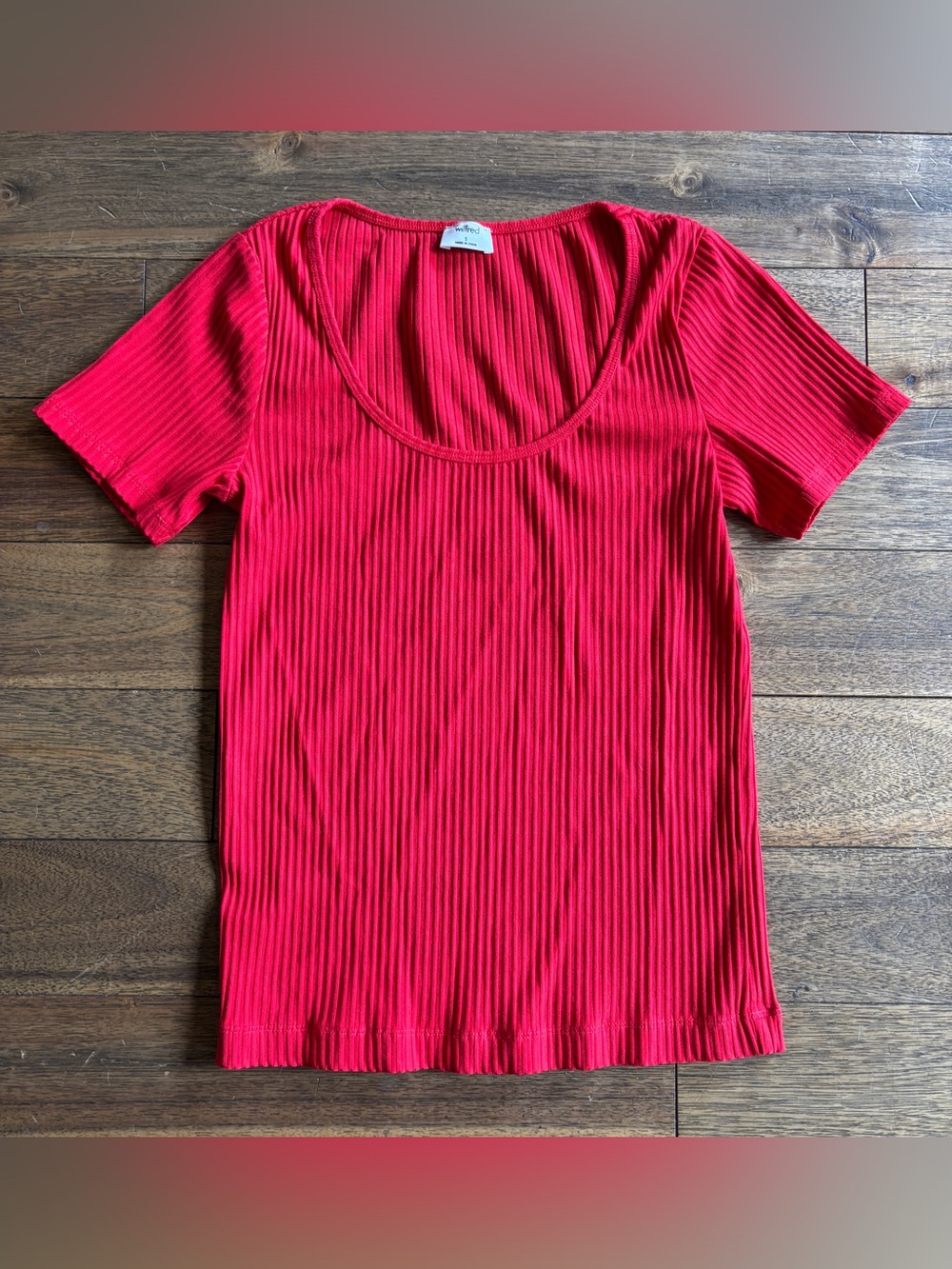 Aritzia Wilfred Ribbed Scoop Neck Top Pink Small